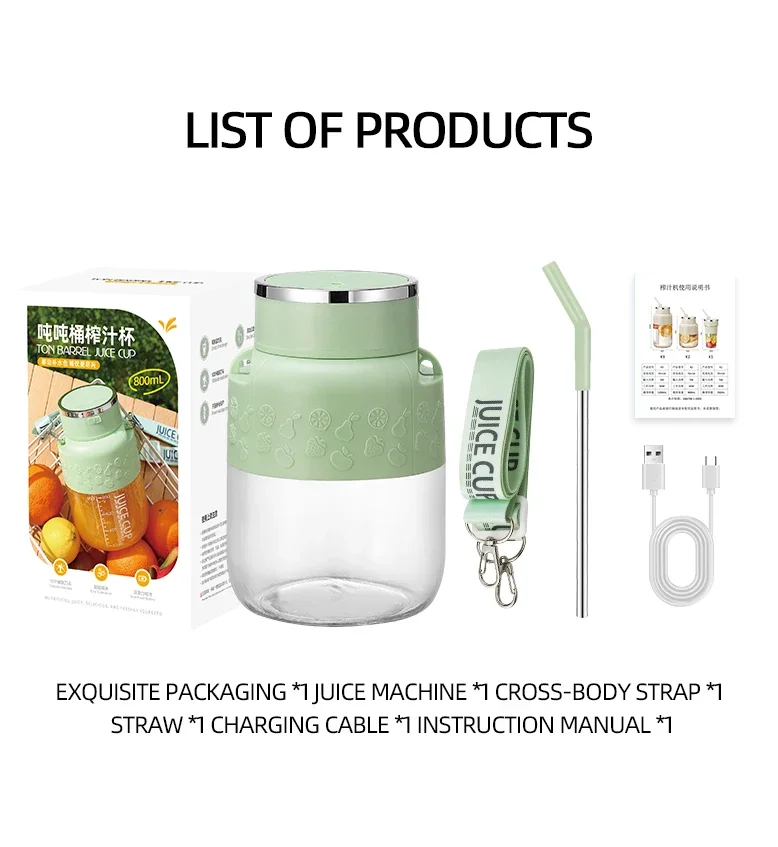Portable Electric juicer cup -800ml capacity with 10 stainless steel blades - Image 31