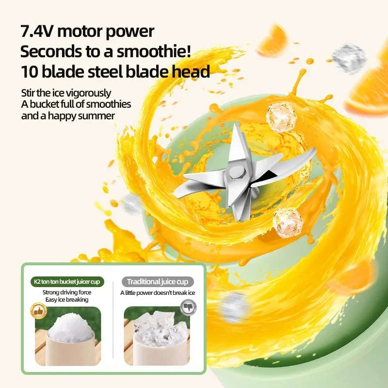 Portable Electric juicer cup -800ml capacity with 10 stainless steel blades - Image 4