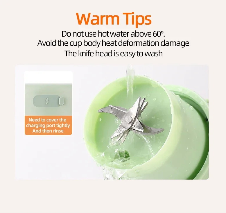 Portable Electric juicer cup -800ml capacity with 10 stainless steel blades - Image 29