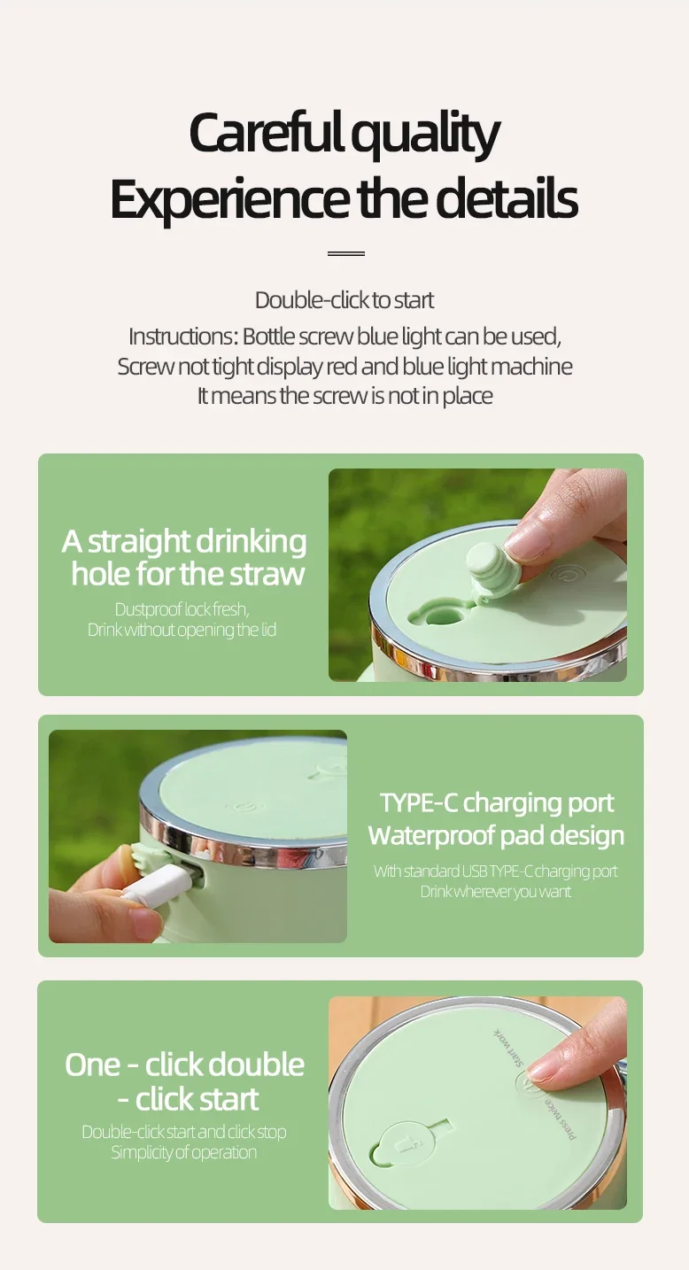 Portable Electric juicer cup -800ml capacity with 10 stainless steel blades - Image 28