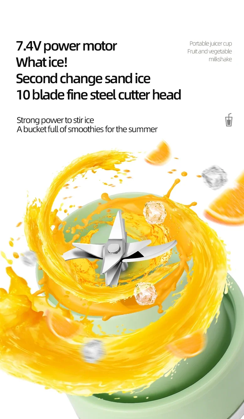 Portable Electric juicer cup -800ml capacity with 10 stainless steel blades - Image 24